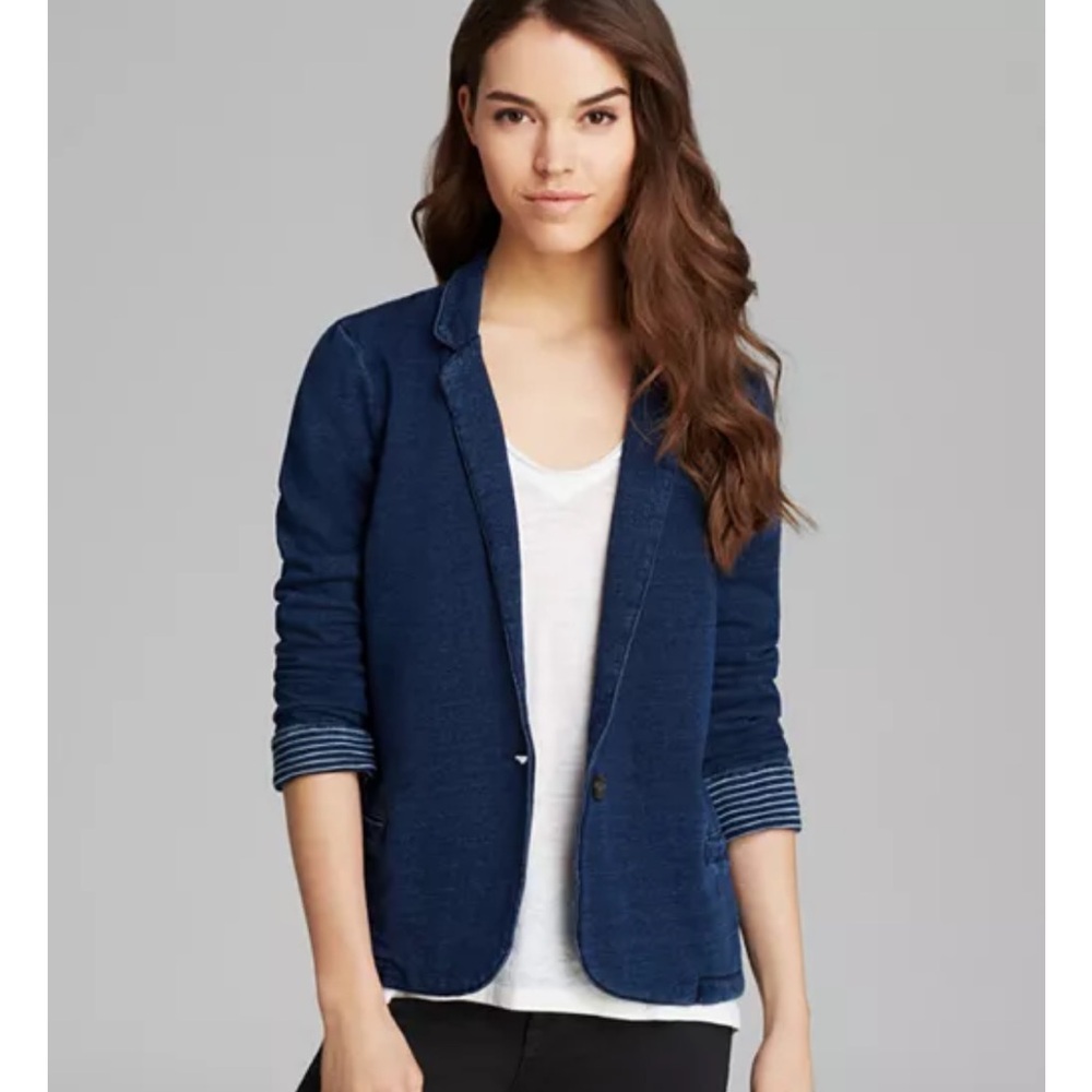 Splendid Navy Blazer with Striped Accents